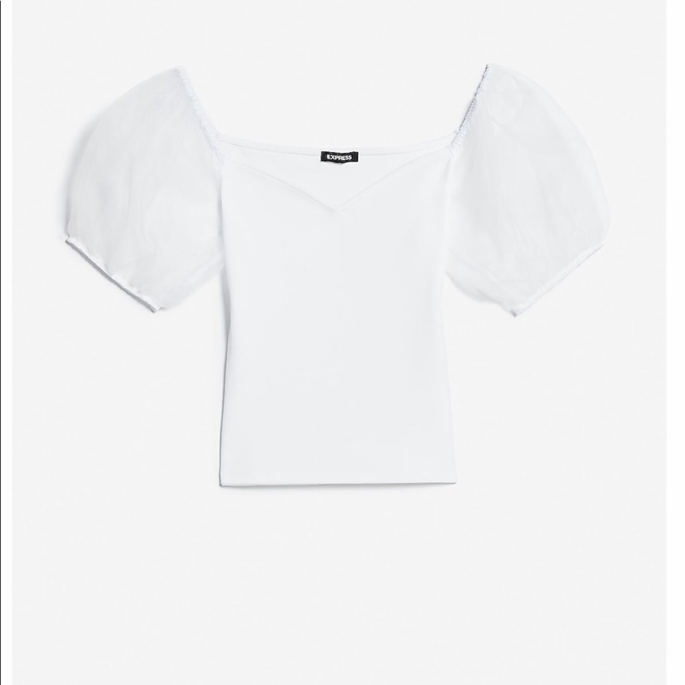 Organza puff sleeve top (white)
